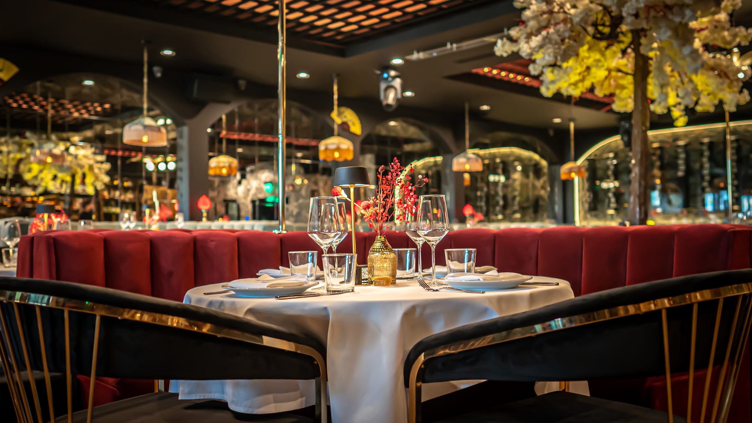 Reserved table prepared for customers at ADKT, the best French-Japanese fusion restaurant in LA